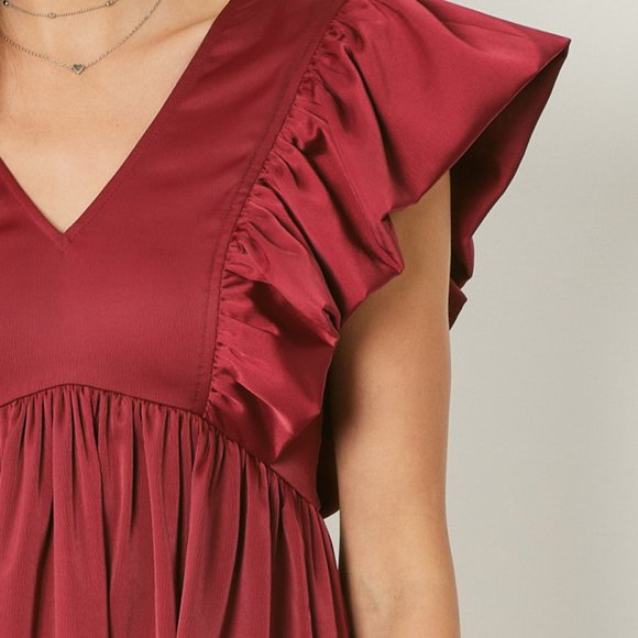 💍ENTRO Flutter Sleeve Pocketed Dress in Hunter💍 - Picture 5 of 5